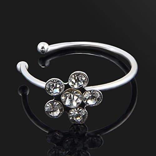 Fashion Small Clear Crystal Flower Nose Ring Stud Hoop-Sparkly Crystal Nose Ring