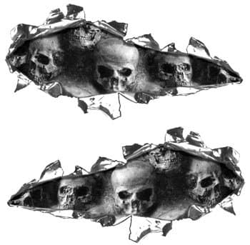 Ripped/Torn Metal Look Decals with Gray Skulls