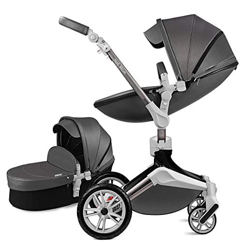Baby Stroller 360 Rotation Function,Hot Mom Pushchair Pram,New Style 2020,Grey Leaves