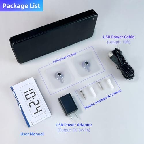 LED Digital Wall Clock with Dynamic RGB Display, Big Digits, Auto-Brightness, 12/24Hr Format, Modern Electric Small Silent Wall Clock for Living Room, Bedroom, Classroom, Farmhouse, Kitchen, Office