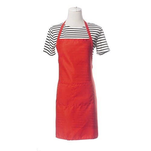 Plain Bib Aprons Simple Tablier Avec Poche Frontale Pour Chef De Boucher Cuisine Colors:Red