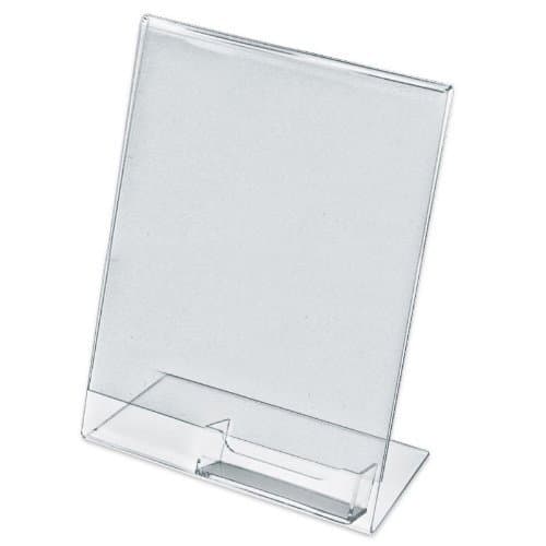 Dazzling Displays Acrylic 8.5 x 11 Slanted Sign Holders with Business Card Holder (4)