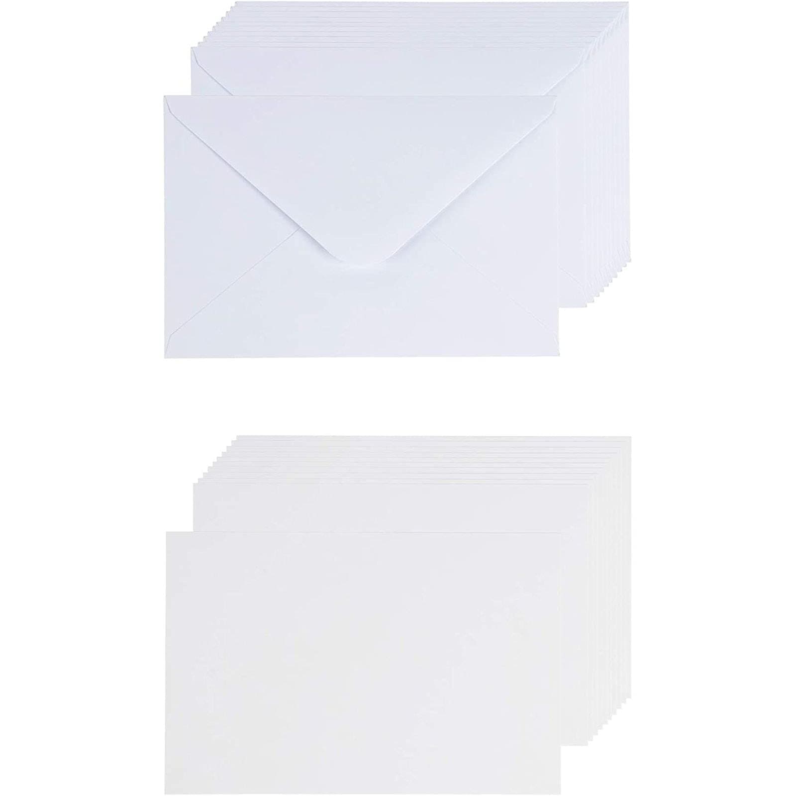 48-Pack Blank Greeting Cards - Plain Cardstock Postcard Style Notecards - Standard Straight Corners, Envelopes Included for DIY Holiday Cards, Party Invitation, Birthday, Wedding, White, 4 x 6 Inches