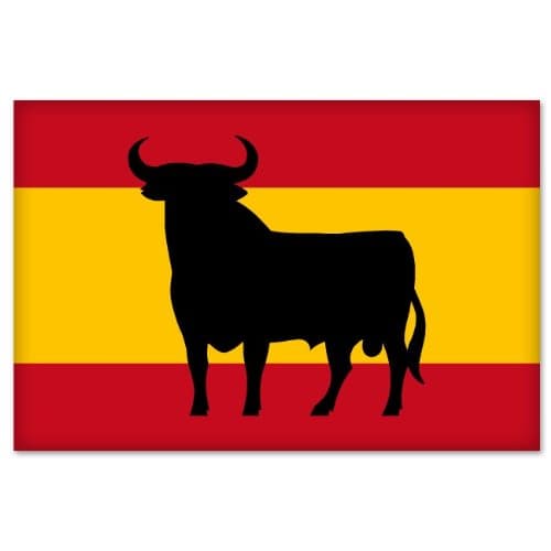 Spanish Flag Osborne Bull Toro bumper sticker 5" x 3"