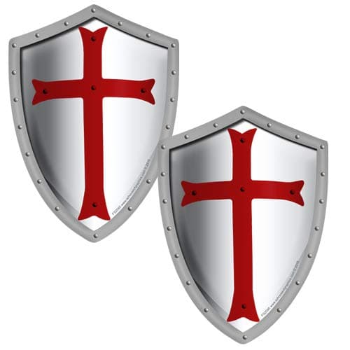 AZ House of GraphicsThe Knights Templar Shield Cross Stickers (2 Pack-5x3.5") Die Cut Bumper Decals for Christian Faith, Car, Truck & Window - Vinyl Cross Decal