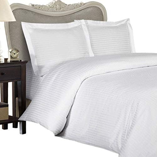 Luxurious 300 Thread Count Egyptian Cotton 300TC Twin Extra Long Sheet Set, Twin XL, White Stripe 300 TC