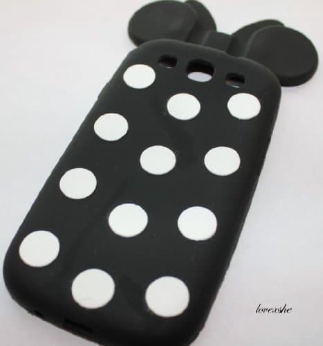 Black with White Polka Dot Minnie Ear Design Soft Silicone Skin Gel Cover Case for Samsung Galaxy S3 I9300, I747, L710, T999,i535(at & T, T Mobile, Sprint, Verizon, U.s.cellular)