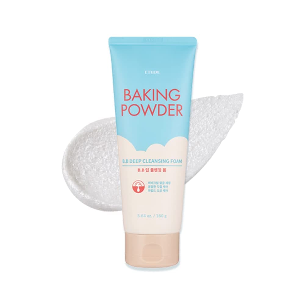 ETUDE Baking Powder B.B Deep Cleansing Foam, 2 in 1 Rice Bran + Baking Powder, Creamy Bubble + Scrub Exfoliate Skin, Fash Wash, Deep Cleanser for Makeup, Korean Skin Care, Beauty (5.64 Ounce)
