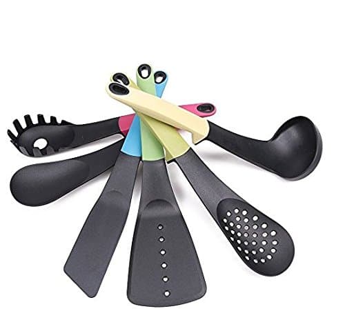 Skenda Home Kitchen Tools Set With 6 Nonstick Baking Cooking Utensils - Colorful Elevate Handles ( 5 ) E-Books with this Set. A Great Idea for Housewarming or Bridal Shower