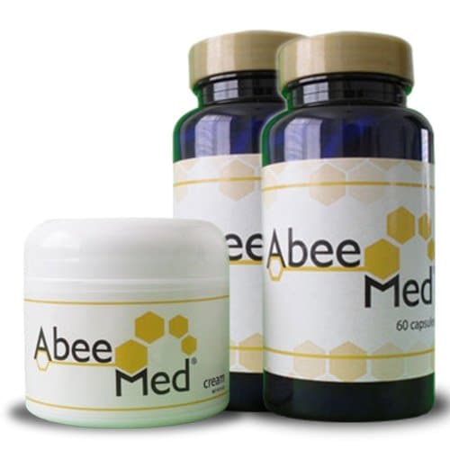 AbeeMed Natural Supplement + Cream - Bee Venom Apitoxin - Supports Inflammation & Mobility - Supports Joint & Muscle Discomfort - Sprains & Bruises - Pack 2 Bottles 60 Caps Each + Cream 2 oz