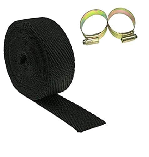Supremechoice Bike Bullet Slinecer Wrap With Clamp Heat Shield Bike Exhaust Silencer Wrap 3 Meter Black for Royal Enfield Bullet Electra
