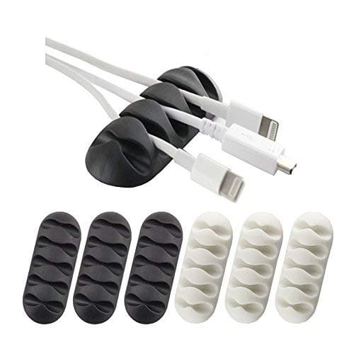 5-Channel Cable Tidy Clips and Cable Organiser and Cord Management System (Pack of 6) 5 CHANNEL Black