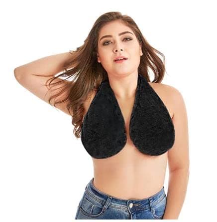 Hanging Neck Nursing Bra - Comfortable Tata Towel Bra for Women - Soft Sports Absorb Water & Sweat (Black)