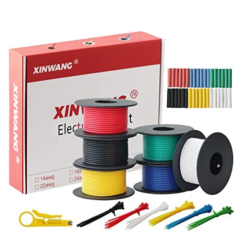 18 Gauge Electrical Wire,18 awg Silicone Wire-XINWANG 18 Gauge Stranded Tinned Copper Wire with Silicone Insulation(OD: 2.3 mm) 6 Colors,16.5ft Each, Hook Up Wire Kit
