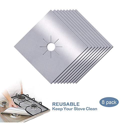 Stove Burner Covers Reusable Thinner Gas Stove Protectors Easy to Clean-Silver(8pcs)