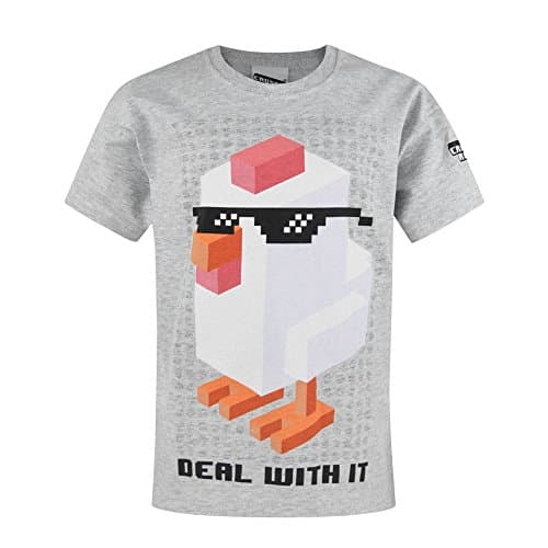 Crossy Road Childrens/Boys Official Deal With It Short Sleeved T-Shirt (Years (12/13)) (Light Grey)