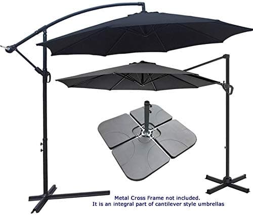SET OF FOUR WEIGHTS - PARASOL BASE STAND WEIGHTS FOR BANANA HANGING AND CANTILEVER UMBRELLA PARASOLS, Black