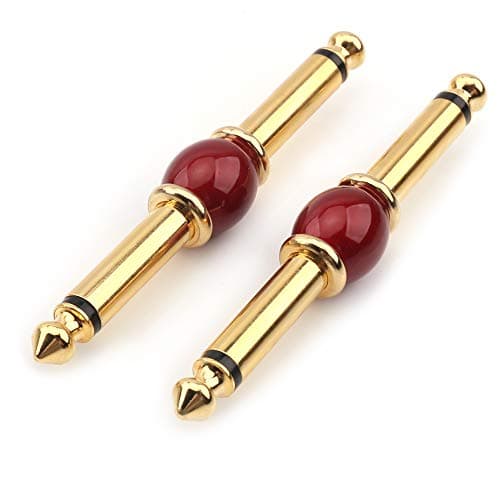 MOBOREST Pedal Coupler 1/4 inch for Guitar Effect Pedal Connector, Pure Copper Adapter, RED -2 Pack