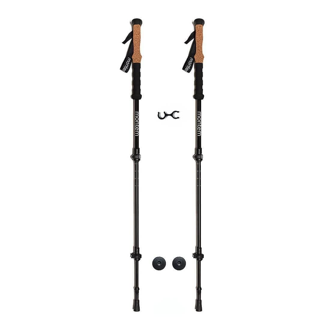 Montem Ultra Strong Trekking, Walking, and Hiking Poles - One Pair (2 Poles) Anti-Shock Cork Handle - Collapsible, Lightweight, Quick Locking, and Ultra Durable