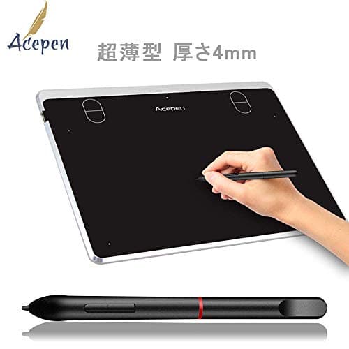 Acepen Ap604 6×4 In4mm Electronic Drawing Tablet Pad, Graphics Tablet, OSU Tablets with Battery-Free Stylus for PC Mac Computer (Silver)