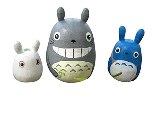 Cute Art CNX Totoro Family Doll Set of 3 Figures Model Dolls #3 Gray Blue White