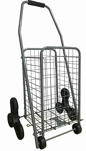 Mount Plus SF-118-2 Grocery Utility Shopping Cart | Stair Climber | Easily Collapsible and Portable to Save Space and Heavy Duty | Light Weight Trolley with Rolling Wheels for Women