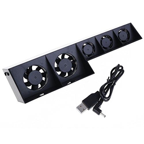 Wire Factory Cooling Fan Cooler for PS4 Playstation 4 Console Host with Charging Cable (Black)