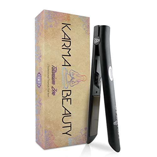 Titanium Hair Straightener | 1'' Flat Iron | LCD Screen | Auto Shut-Off | Heats Up Fast | Great for Keratin Treatment | Cool Tips for Easier Use | Dual Voltage | Karma Beauty |