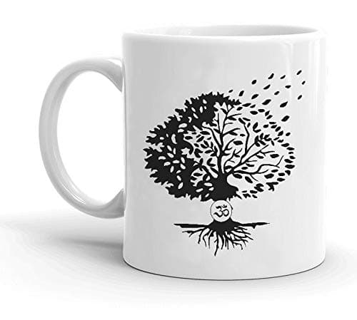 ID882 Bodhi Tree Yoga Mug 11 oz | Moisture Wicking | Yogi mug | Bodhi leaves | Best Funny gift for Yogi yoga lover yoga teacher Meditation Yoga Learner | Zen mug | Vintage yoga for men women