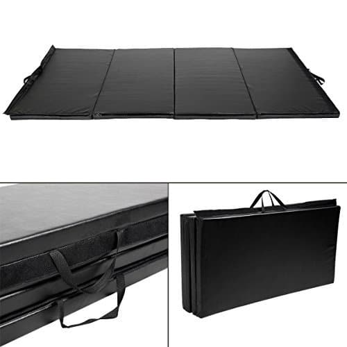 Goplus Black 4'x10'x2 Folding Panel Gymnastics Mat Gym Fitness Exercise Mat by Exercise Mats