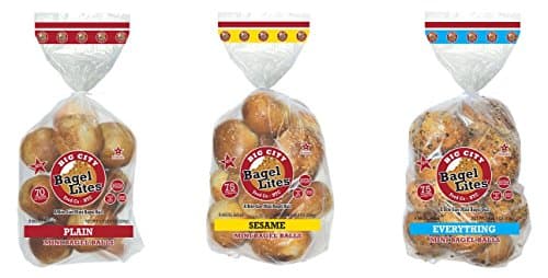 48 Bagel Lites Fresh NYC mini bagel balls- MIXED! SESAME, PLAIN & EVERYTHING. 2 of each (6 PACK)