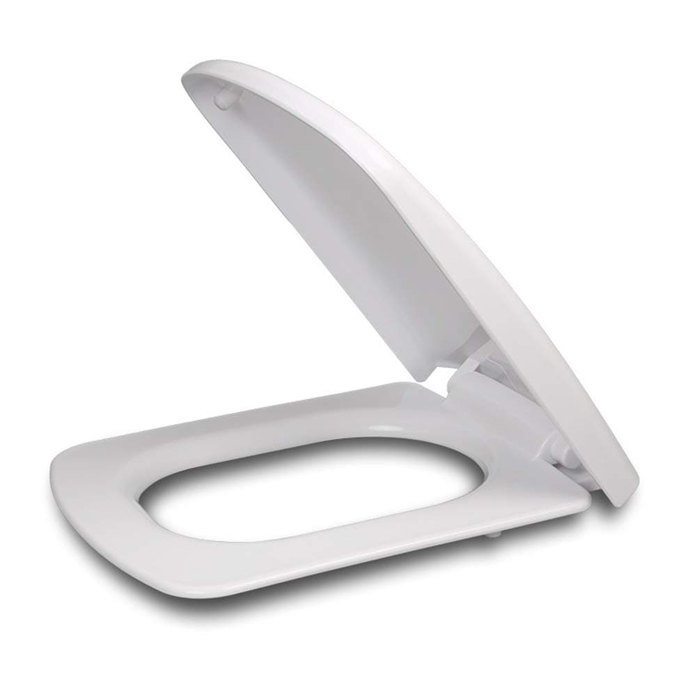 Toilet Seat Square White for Easy Cleaning and Hinge Replacement,Strong Hinges Slowly Closed