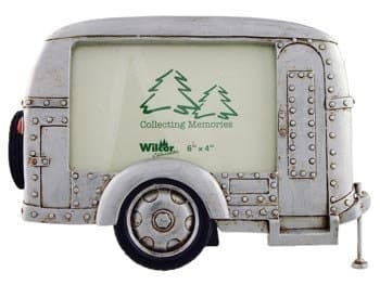 Silver Vintage Camper Trailer RV Collectible Photo Picture Frame, 4x6, Horizontal Landscape, Standing Table Top