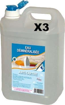 Pack of 3 Demineralized Water, 5 L Container with Pouring Spout – Perfect for Ironing