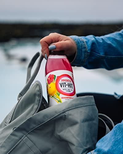 VIT HIT IMMUNITEA - 12 x Dragonfruit + Yuzu + Ceylon Tea | Vegan, Low Sugar, Low Calories, Vitamin Drink | 100% RDA of 8 Vitamins (500ml x 12 Bottles)