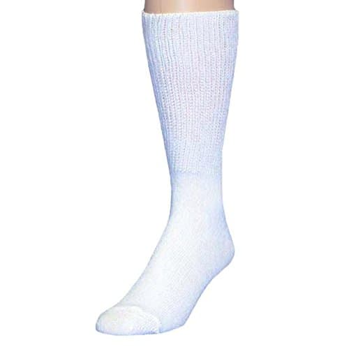 HealthTrak Men's No-Bind Comfort Top King Crew Socks - 2 Pack White M Sock 13-16 991K-13-16 WHITE by Railroad Sock