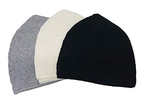 Set 3 Colors Muslim Men Turkish Knit Cap AMN-204 Taqiyah Skull Headwear Beanie Islam Crochet Takke Kufi Hat