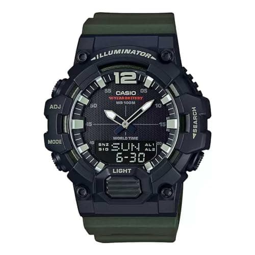 Casio Men's Quartz Sports Watch Green Resin Case and Bracelet Analogue Display Black - HDC-700-3A
