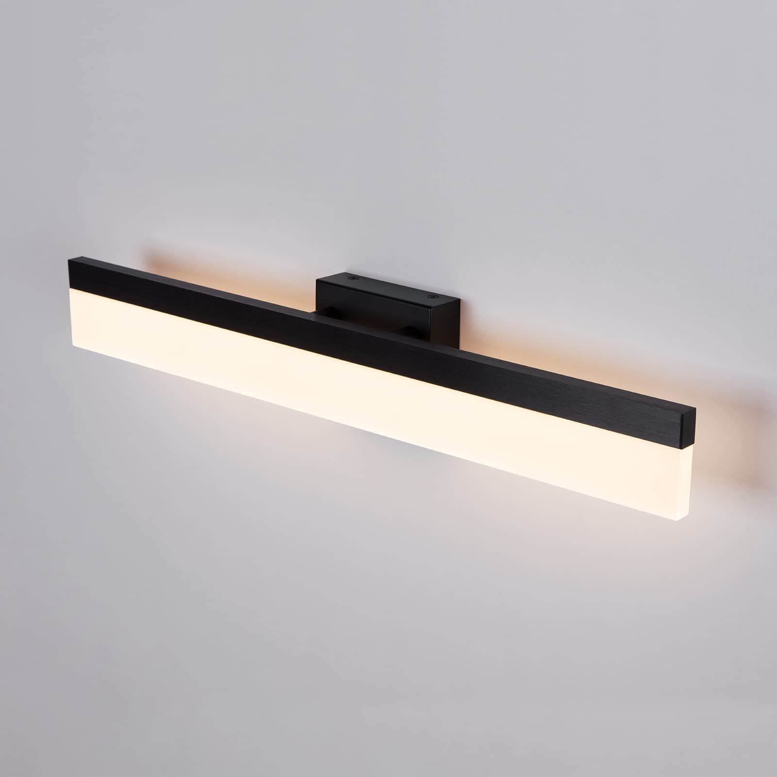 Tubicen Dimmable Bathroom Vanity Light, 23.6 Inch Bar Wall Lighting Fixture, 11W Modern LED Wall Light, Aluminum Linear Wall Sconce for Make Up Mirror, 3000K Warm White Wall Lamp, Black