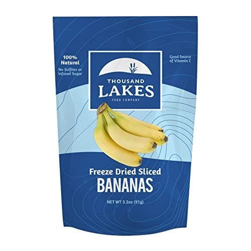 Thousand Lakes Freeze Dried Fruit - Sliced Bananas 3.2 ounces | No Sugar Added | No Oils or Fat | 100% Fruit