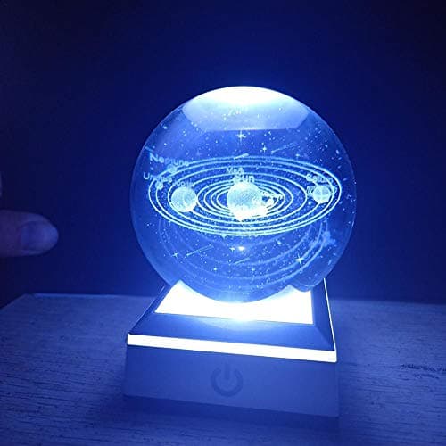 Sanmubo Trade 3D Laser Engraved Quartz Glass Ball USB LED Light Miniatures Solar System Crystal Ball Sphere Home Decoration Accessories Gifts