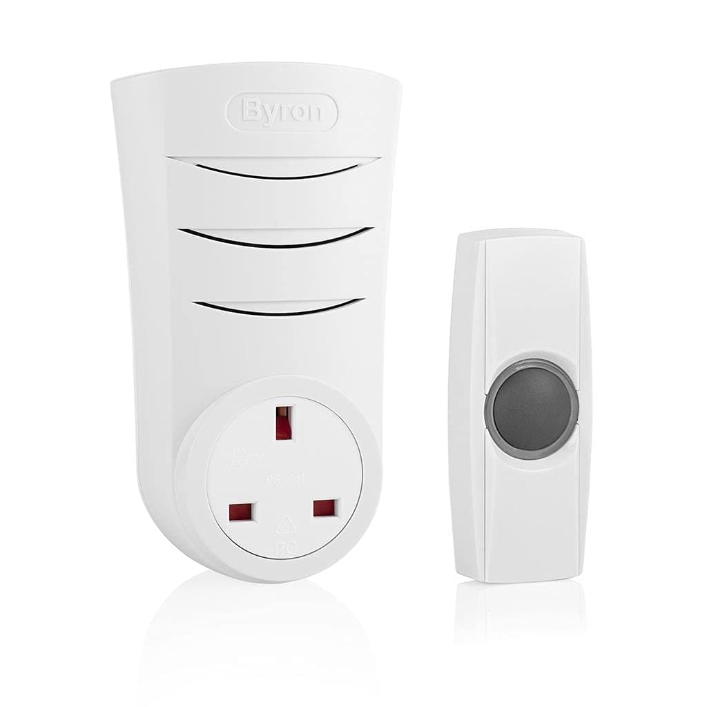 Byron Sentry BY521 Wireless Plug-Through Door Chime and Bell Push 4 Melodies 100 metre Range
