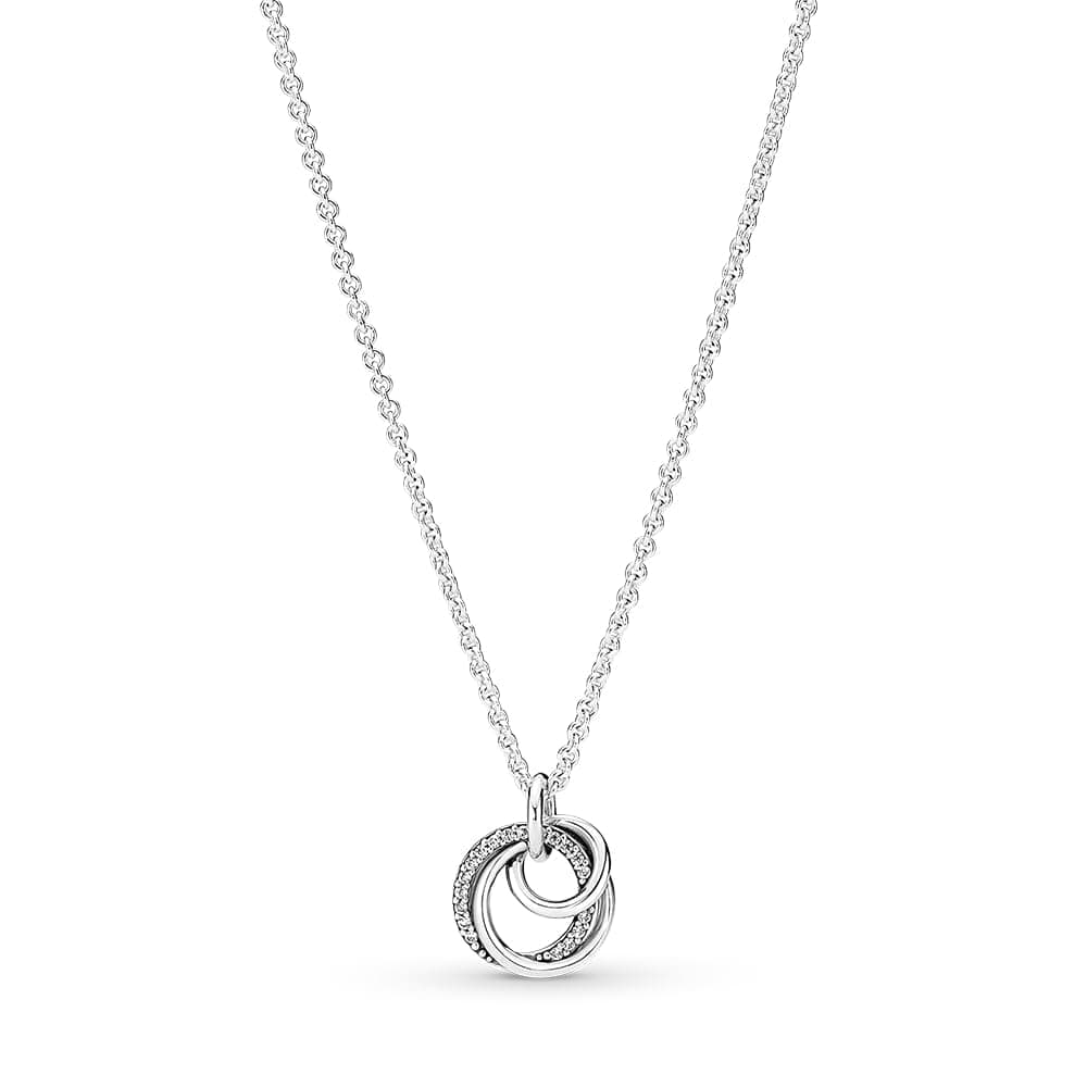 Family Always Encircled Pendant Necklace - Great Gift for Women - Adjustable Necklace with Lobster Clasp - Sterling Silver & Cubic Zirconia - 23.6", No Gift Box