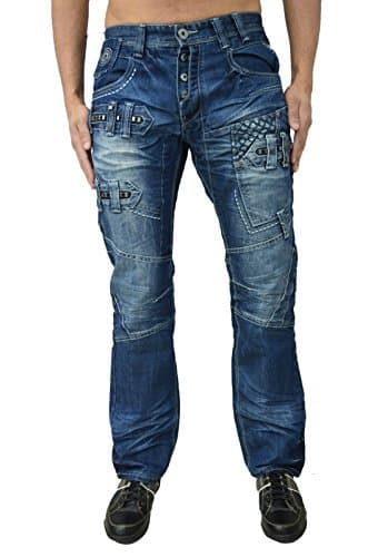 eto Jeans Designer Men's Regular Fit Funky Distress Look Denim Pants Trousers Bottoms 2 Washes