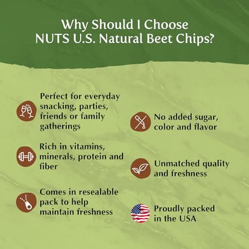 NUTS U.S. - Beet Chips | Sea-Salted | No Color Added and No Sugar Added | All Natural | Delicious And Healthy | Bulk Chips (Beet Chips, 2.2 LBS)