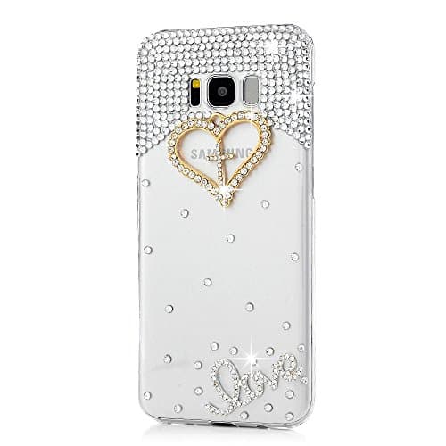 STENES Galaxy S7 Active Case - 3D Handmade Luxury Crystal Heart Cross Love Sparkle Rhinestone Design Cover Bling Case for Samsung Galaxy S7 Active Retro Bows Anti Dust Plug - Gold