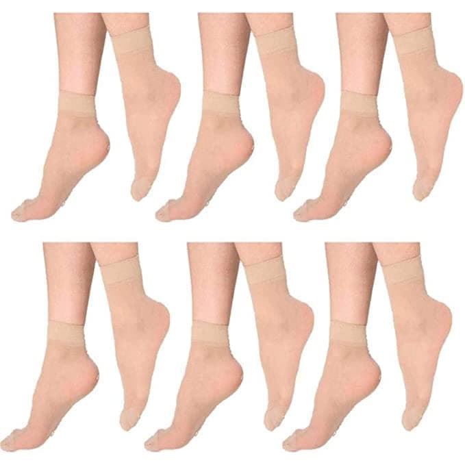 Ultra-Thin Transparent Skin Color Ankle Length No Show Women/Girl Socks Low Cut Pack of 6