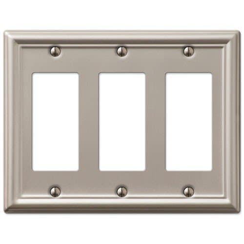 Triple GFCI Decora Rocker Wall Switch Plate Outlet Cover - Brushed Nickel