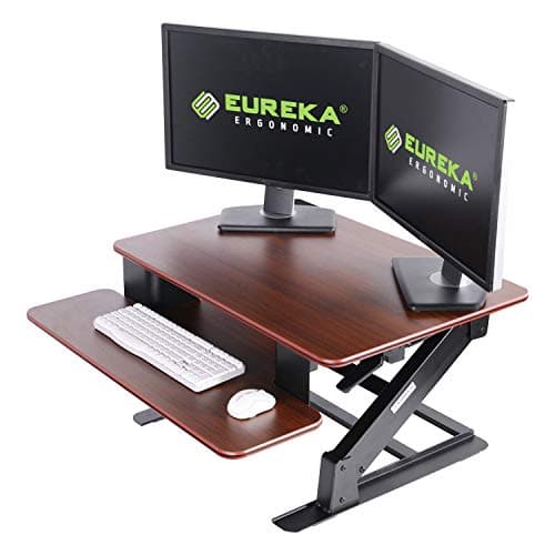 Eureka Ergonomic 32” Height Adjustable Sit-Stand Desk Converter | Cherry