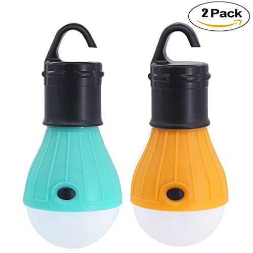 OutDirect 2 Pack Blue & Orange Mini Hanging Lamp Portable LED Camping Lantern Tent Light Bulb for Hiking, Battery Powered Emergency Lantern Light for Household, Fishing, Car Repairing